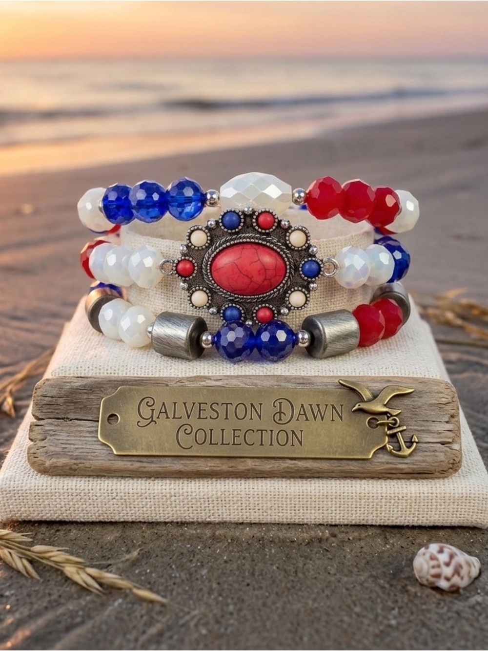 Fourth of July Stacked Bracelets - Red White & Blue